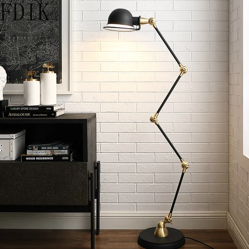 Nordi Cblack Metal Floor Lamps Modern Standing Lamp for Living Room Bedroom Industrial Decor Indoor Lighing Folding Design E27