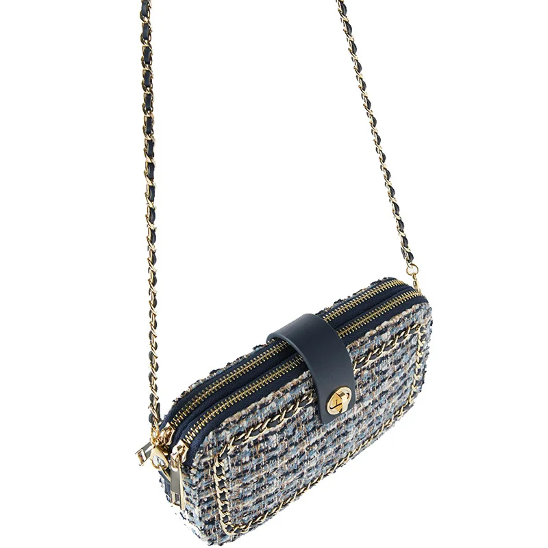 

New Fairyland Splicing Soft Cloth Single Shoulder Cross Link Chain Fashionable and Versatile Small Xiangfeng Women's Bag
