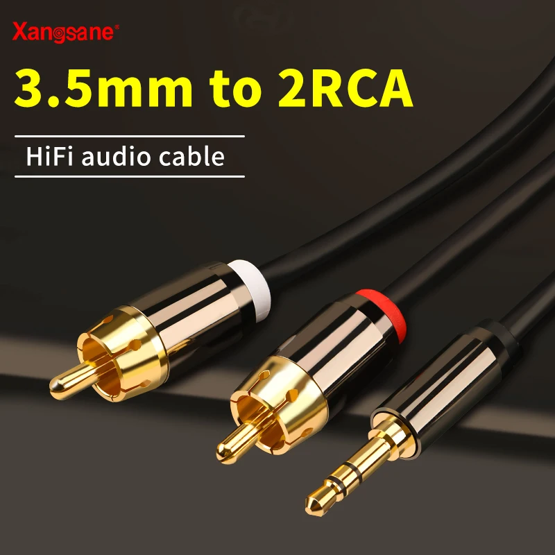 

xangsane RCA cable HiFi stereo 2RCA to 3.5mm audio cable AUX amplifier splitter audio home theater cable mobile phone cable