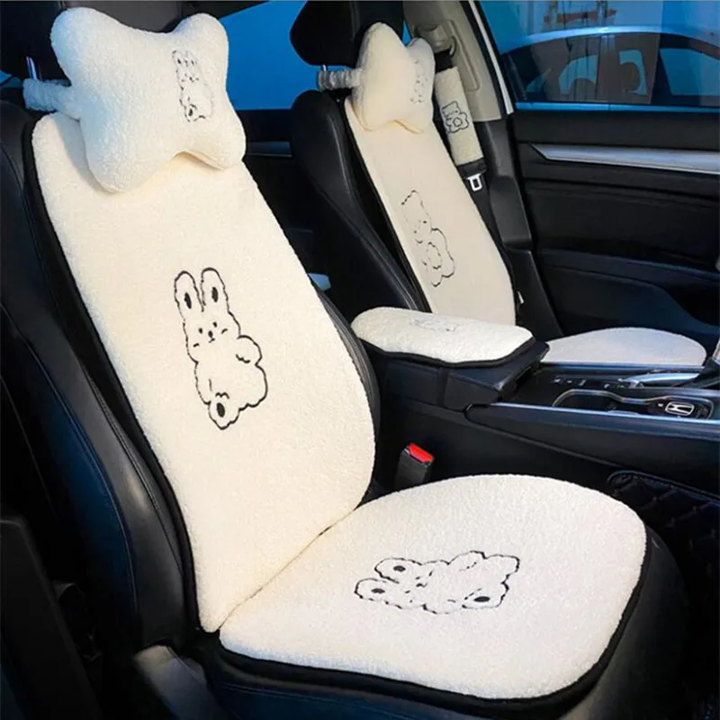

Новое поступление 2023, зимнее плюшевое всесезонное милое сиденье Ins из овечьей шерсти, универсальная подушка для автомобильного сиденья из трех частей