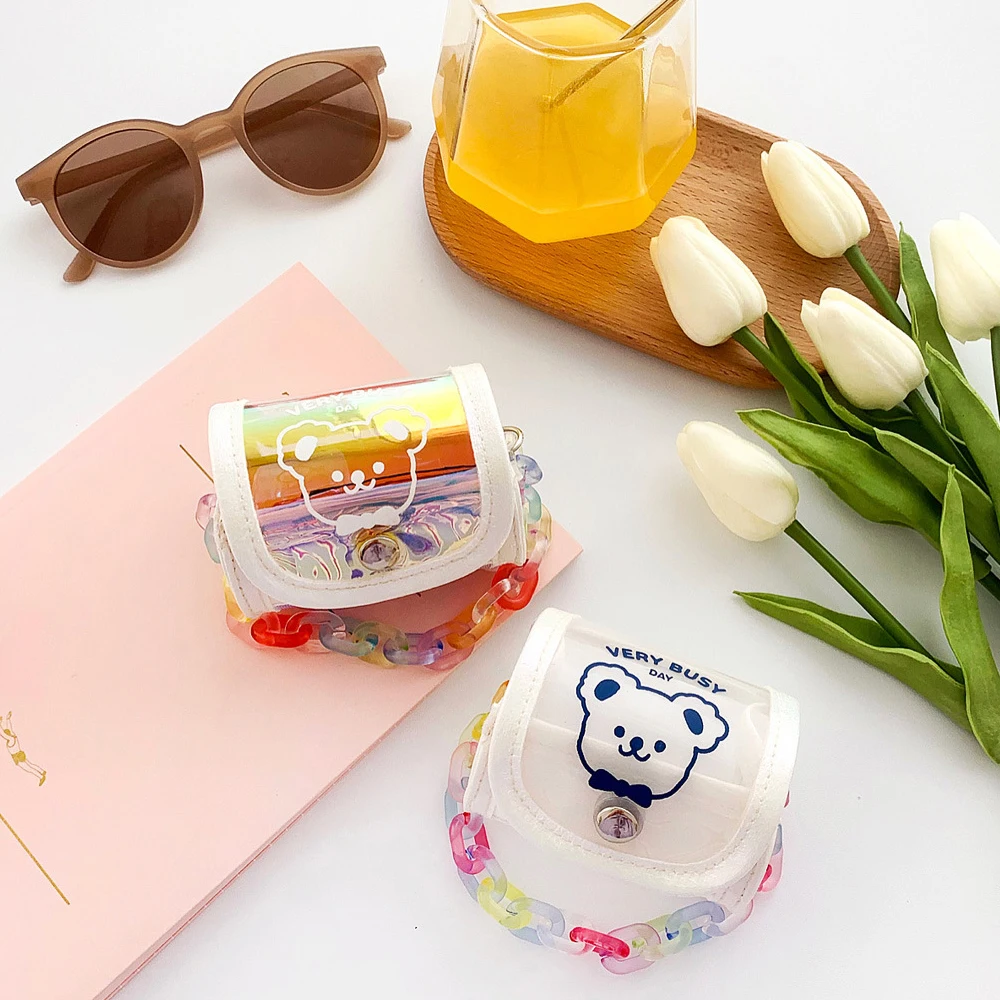 

Cute Korea Fashion Bear Coin Purse Laser Colorful Earphone Case Lisptic Holder Children Kawaii Hnadbag Gift Bags Gift