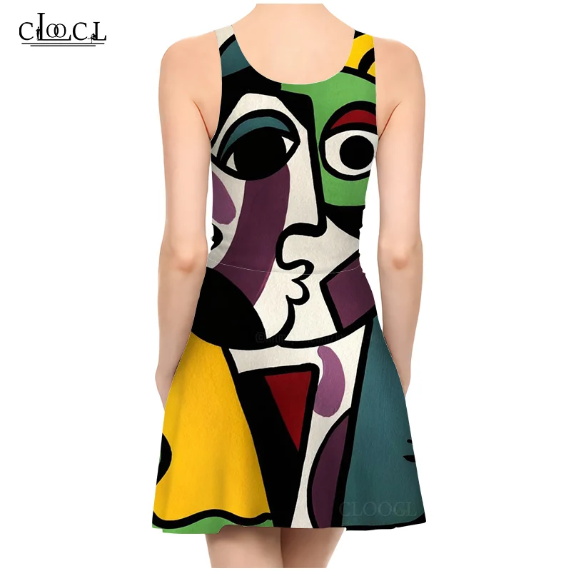 

CLOOCL New Geometric Art Pattern 3D Print Women Casual Fashion Sleeveless New Sexy Slim 2021 Summer Dress