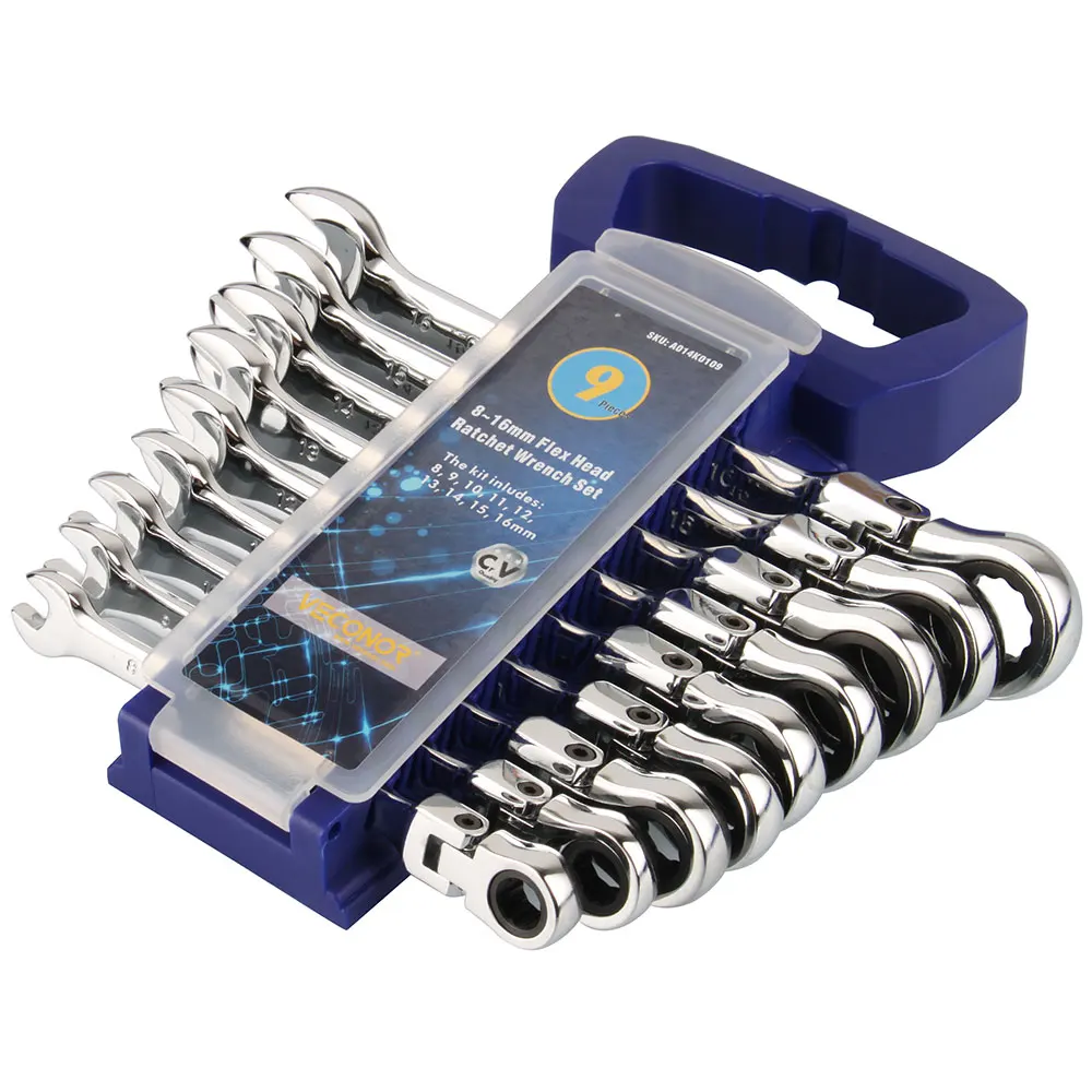 9 шт ключ трещетка дюймовый стандарт Наборы инструментов до зеркального блеска