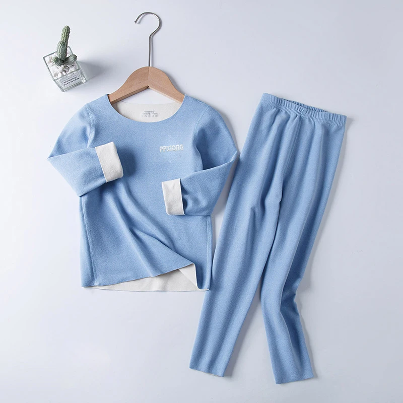 3-8 years old new seamless children's thermal underwear set for boys and girls AB face double-sided autumn clothes long trousers