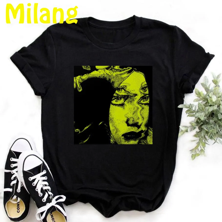 Женские футболки с забавным принтом лица в стиле поп-арт белые топы эстетичным