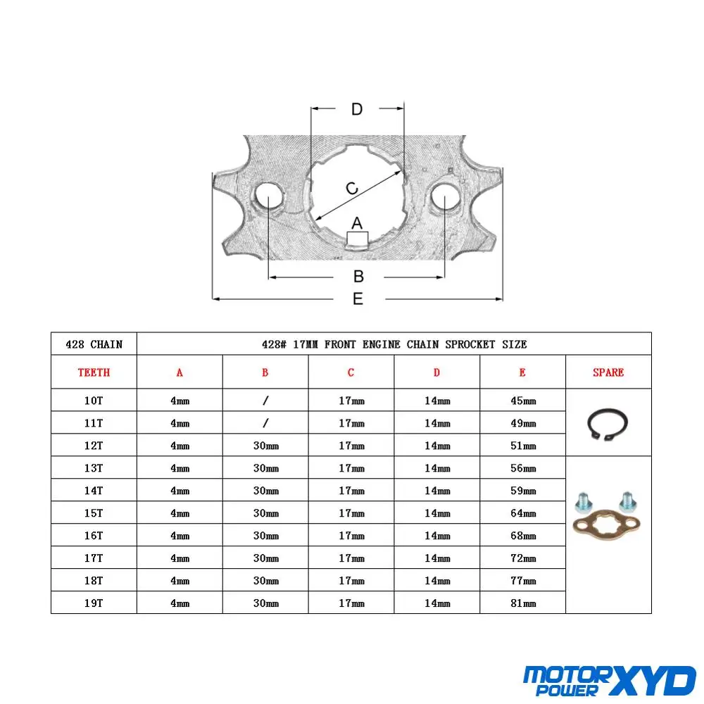 428 # 17 мм 10 11 12 13 14 15 16 18 19 зубьев передняя звездочка двигателя для грязевого