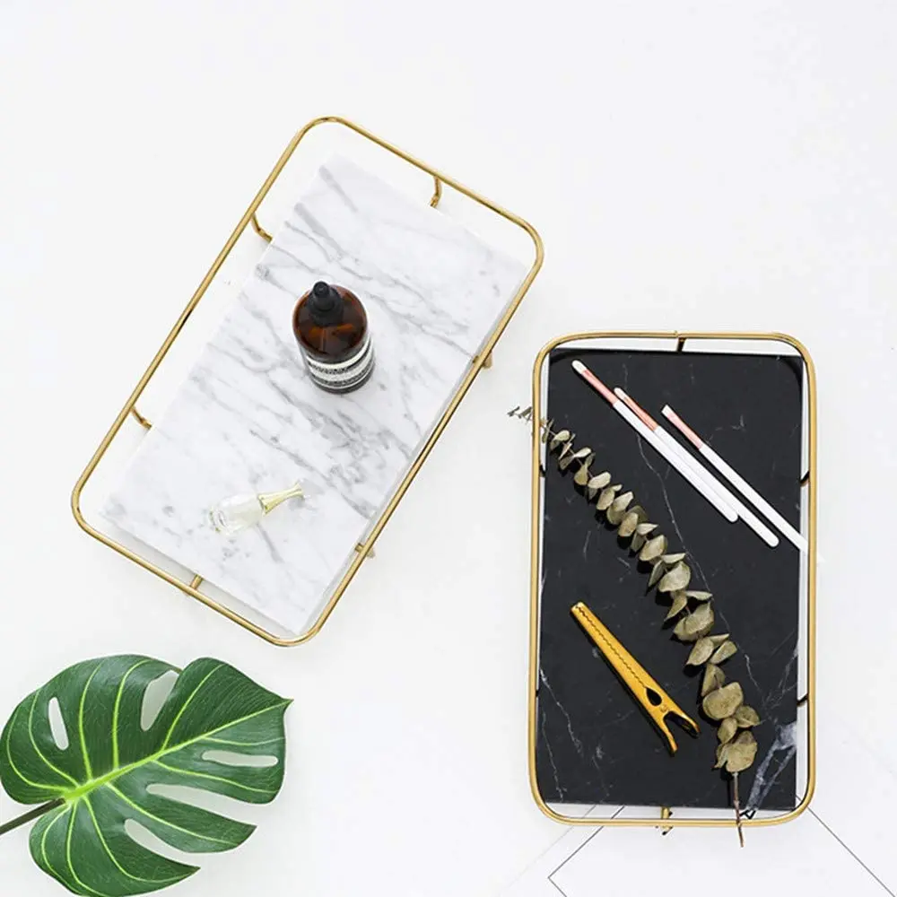 Натуральный мраморный поднос для туалетного столика косметика украшения