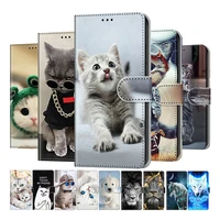 etui cute cat lion pattern wallet flip case for oppo realme 5 5s 5i 6i 7i global c12 c15 c25 narzo 10 20 card holder stand cover