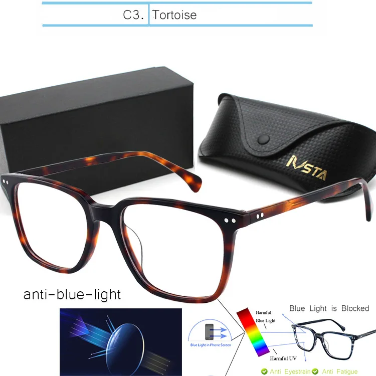 IVSTA квадратные очки с диоптриями компьютер мужские оправы acetate OV 5031» Джонни Деппом с защитой от синего света NDG Близорукость Оптические очки - Цвет оправы: Demi-anti blue rays