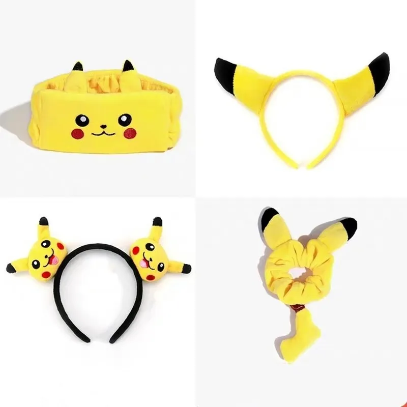 

Pokemon cartoon Pikachu wash hairband Pikachu doll plush hairband Festive party style hairpin Ladies ponytail headband