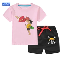 kids summer sets boys girls cartoon character print t shirtshorts set baby cotton sports short pants leisure children pink suit