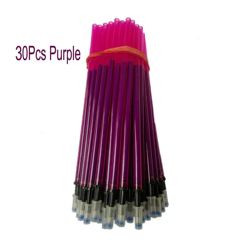 30pcs purple 30 шт./компл. 0,5 мм гелевая ручка стержень со стираемыми чернилами стержень, стираемая ручка аксессуар синий черные чернила канцелярские приспособления для подарков - Цвет: 30pcs purple