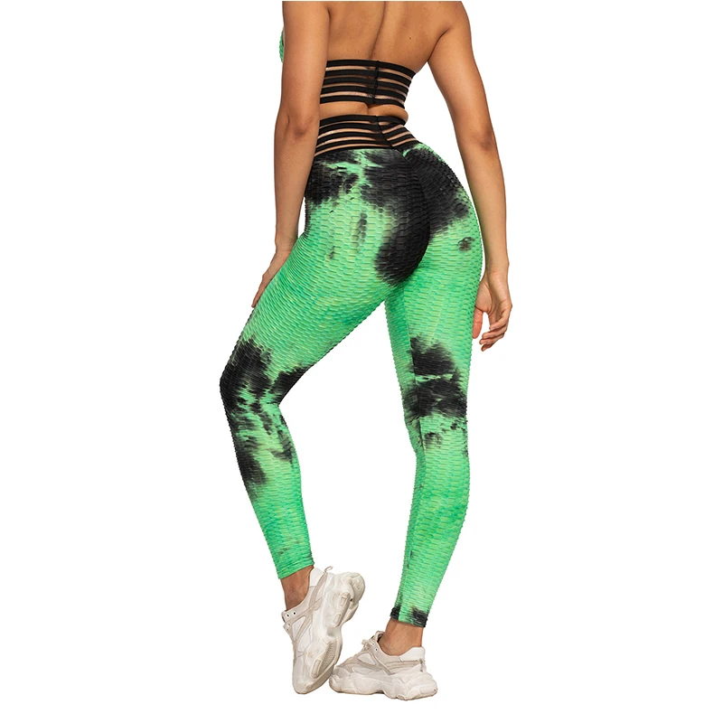 

New High Waist Seamless Leggings Thick Fish Silk Elasticated Casual Pants Tie-Dye Jacquard Hip Cloth Pants Fitness Women