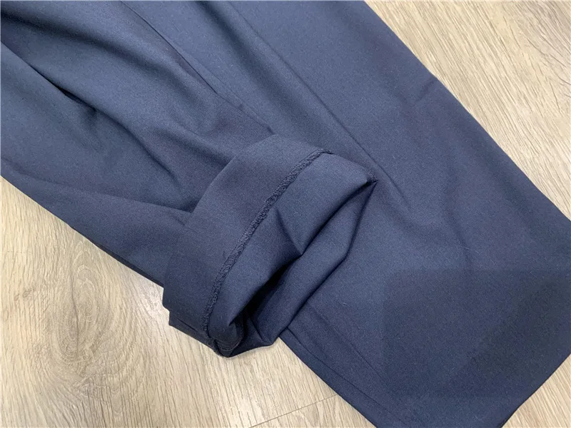 

Women Solid Color Suit Pants Loose Wild High Waist Straight Casual Long Trousers