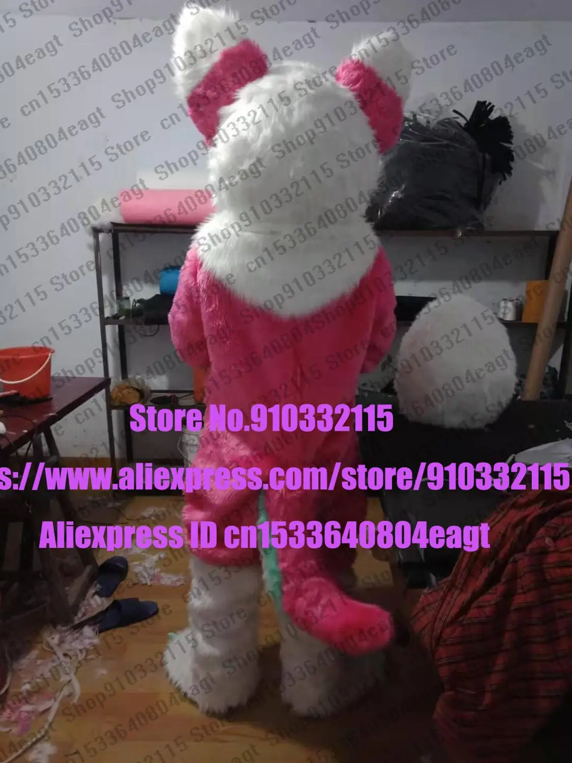 Длинный Меховой Лисий розовый хаски собака Волк Талисман меховой костюм для