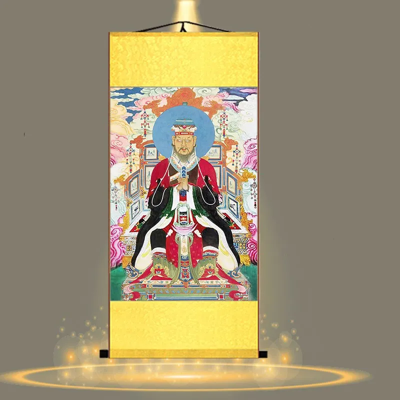 Портрет Fengdu император, Fengdu Shidian Beiyin император изысканный даосский шелк, древний свиток, живопись