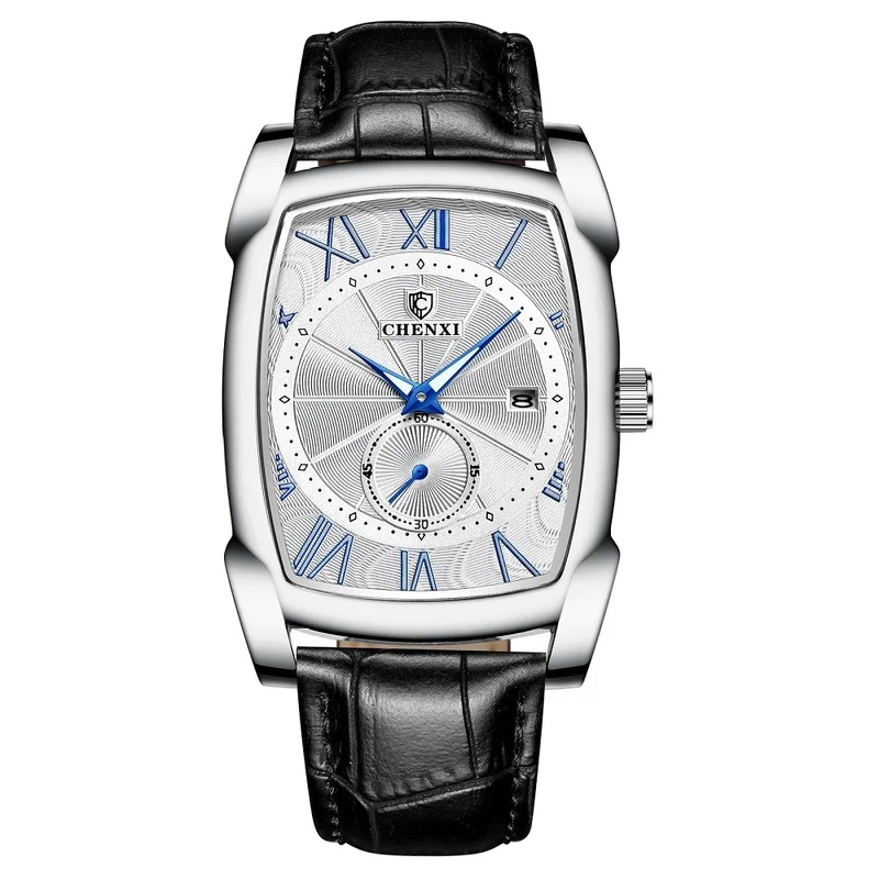

Top Brand Luxury Retro Square Men's Watch With Calendar Waterproof Leather Strap Luminous Function Quart Wristwatch