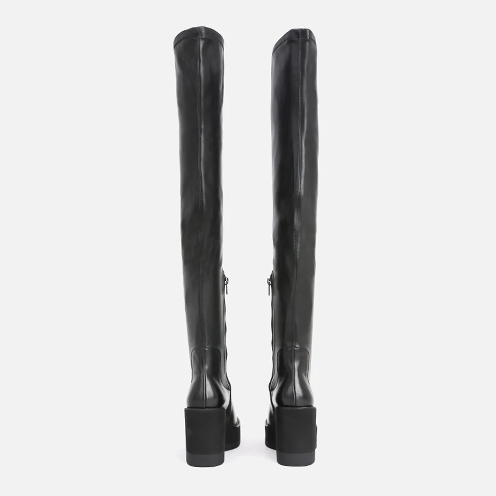 

Женские сапоги из натуральной кожи, на танкетке, с круглым носком