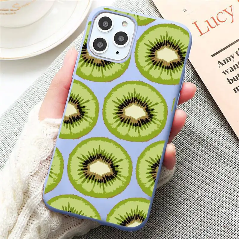 

Kiwi green fruit Phone Case Candy Color for iPhone 6 7 8 11 12 s mini pro X XS XR MAX Plus