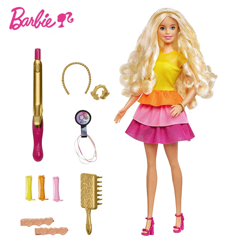 

Mattel Brand Barbie Doll Curly Hair Shimmer Style Toy Set GBK24 Princess twinkle Girl Changed look Toys Birthday Gifts