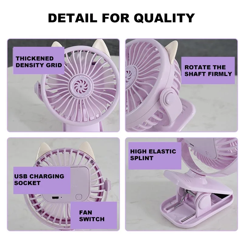 

Clip Type Mini Aromatherapy Fan USB Rechargeable 3 Speeds Rotatable Small Desk Fan H-best