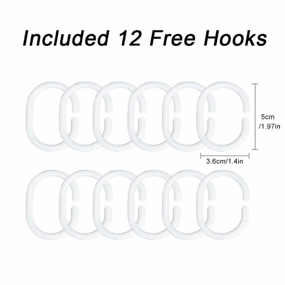 Водонепроницаемая занавеска для душа с 12 крючками и устойчивой к плесени