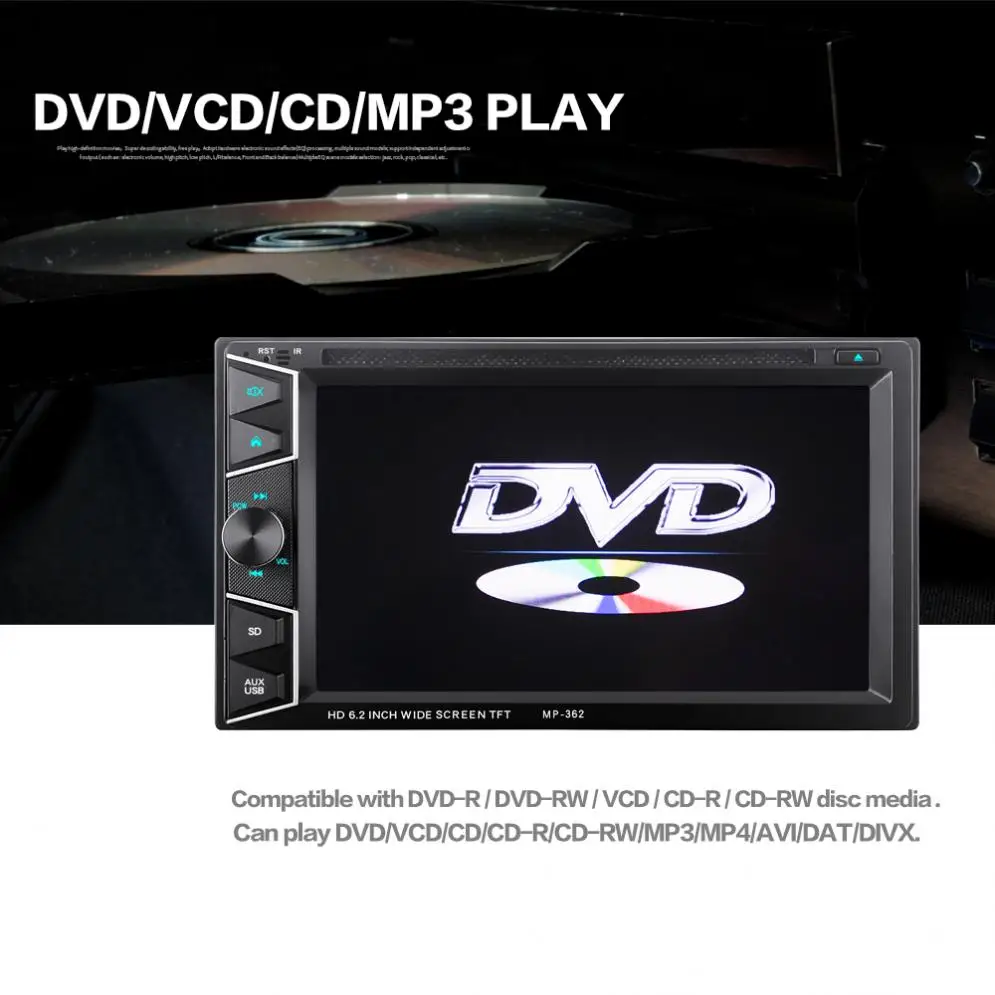 6.2 Inch 2 DIN Durable HD Touch Screen Cars in Dash FM Radio Receiver DVD CD Player with Wireless Remote Control | Автомобили и