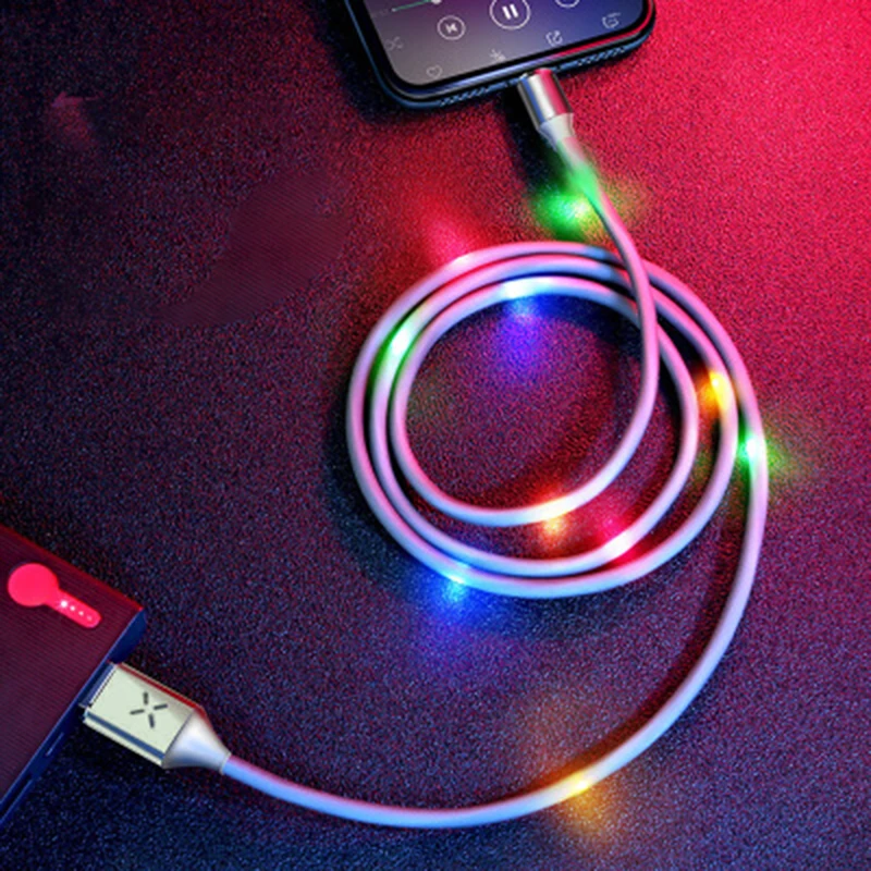 

Newest Beat glowing Charger Adapter Flowing Light Cable Micro USB Cable For Samsung Type-c Charging Phone Cable 8 pin