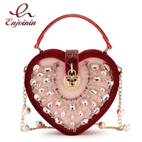 luxury designer heart shape women party clutch bag purses and handbags corduroy shouder bag red black corduroy banquet bag