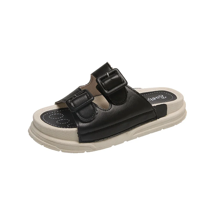 

Summer Women Trend Slippers Double Buckle Strap Platform Wedge Footwear Comfortable Outdoor Slides Sandals Vacation Beach Shoes