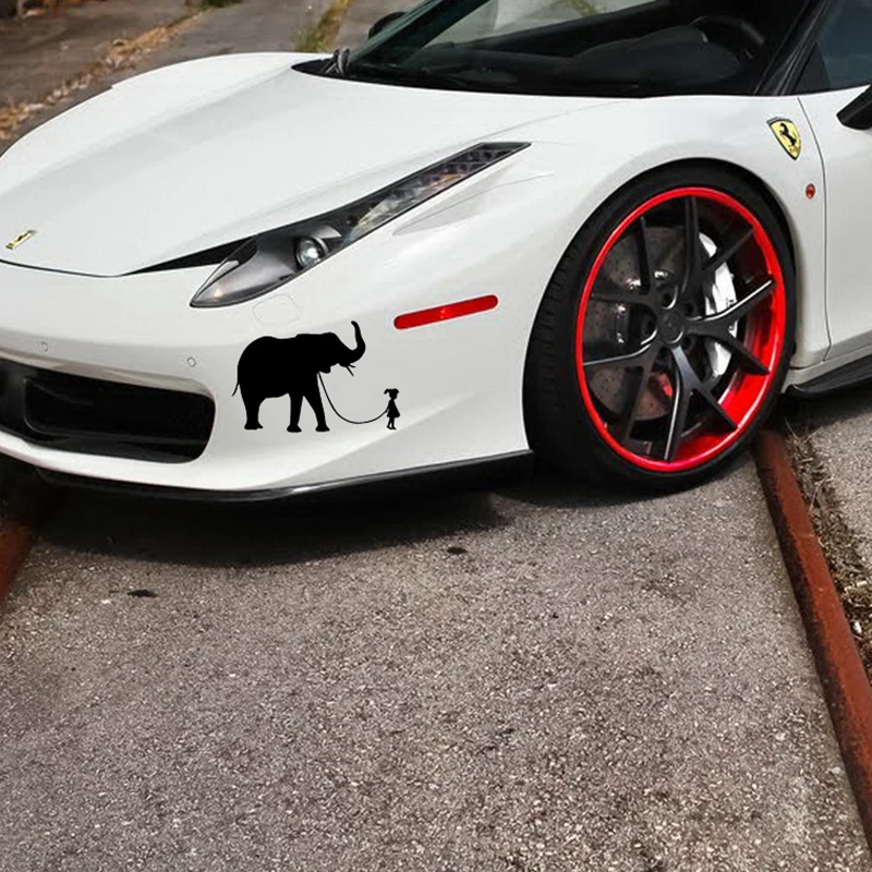 Забавная виниловая наклейка Litlle с изображением слона для бампера и окна