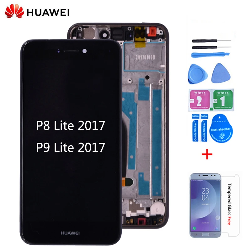 ЖК дисплей для Huawei P8 lite 2017 дигитайзер сенсорного экрана с рамкой в сборке huawei p9