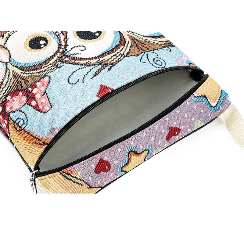 

New Women Handbag Shoulder Bag Embroidered Jacquard Cartoon Casual Vintage Small Messenger Crossbody Bag