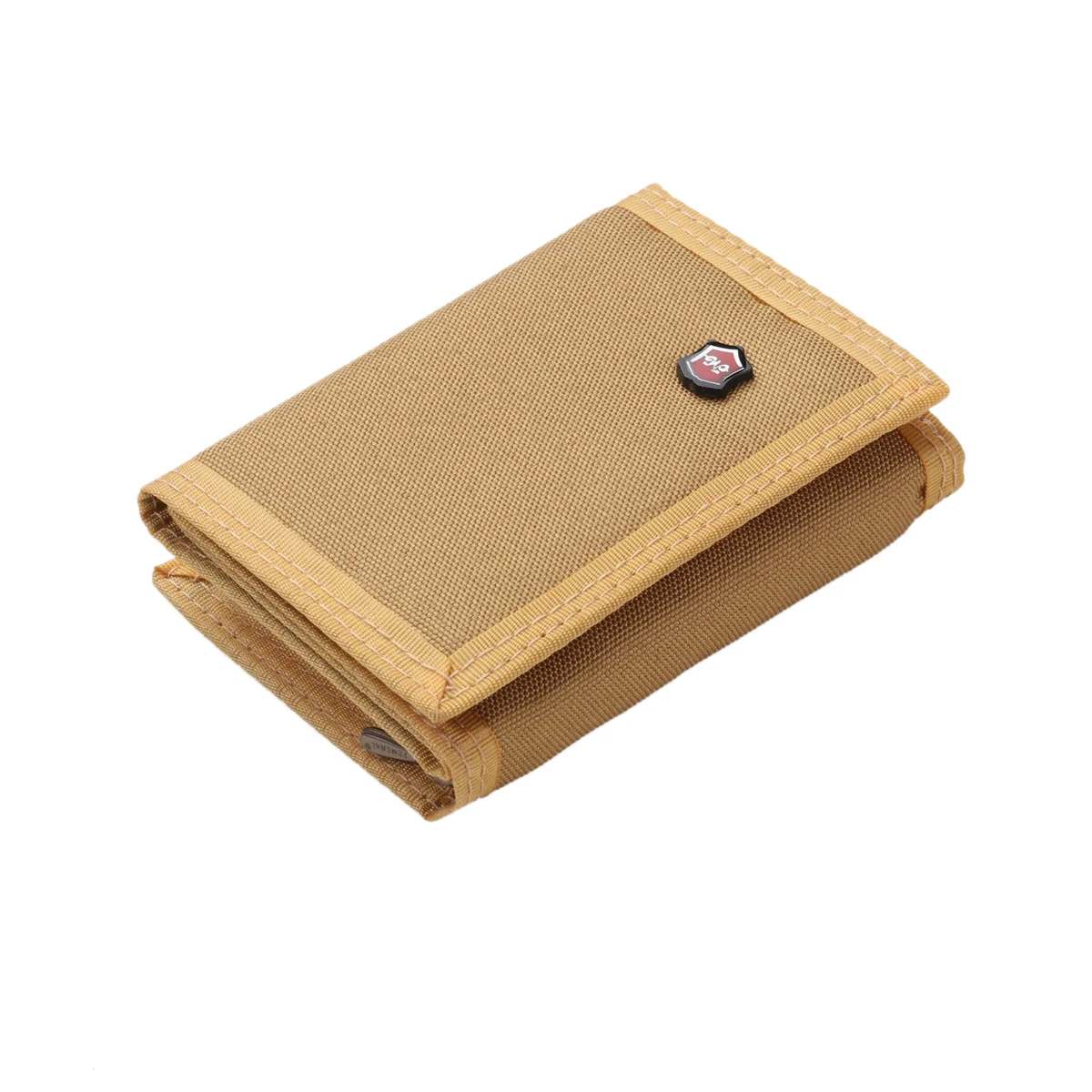 Men Solid Color Wallet Three-fold Coin Purse Canvas Wallet with Velcro Fashionable Card Pack