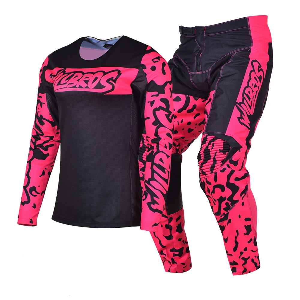 MX Combo Gear Set Motocross Jersey Pants Enduro Outfit Offroad Suit Willbros Moto ATV UTV Pink Kits For Woman Women Lady