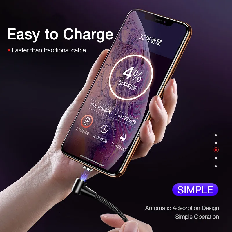 1m 2m Magnetic Cable Fast 3A For iPhone XS Samsung Charger Quick Charge 3.0 Micro USB Type C Magnet Phone Charging Data Cord | Мобильные