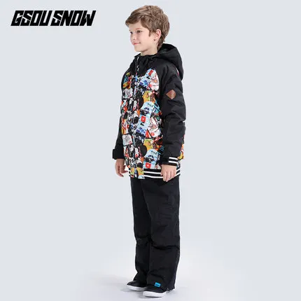 Детский лыжный костюм Gsou для мальчиков зимняя Лыжная Сноубордическая куртка и