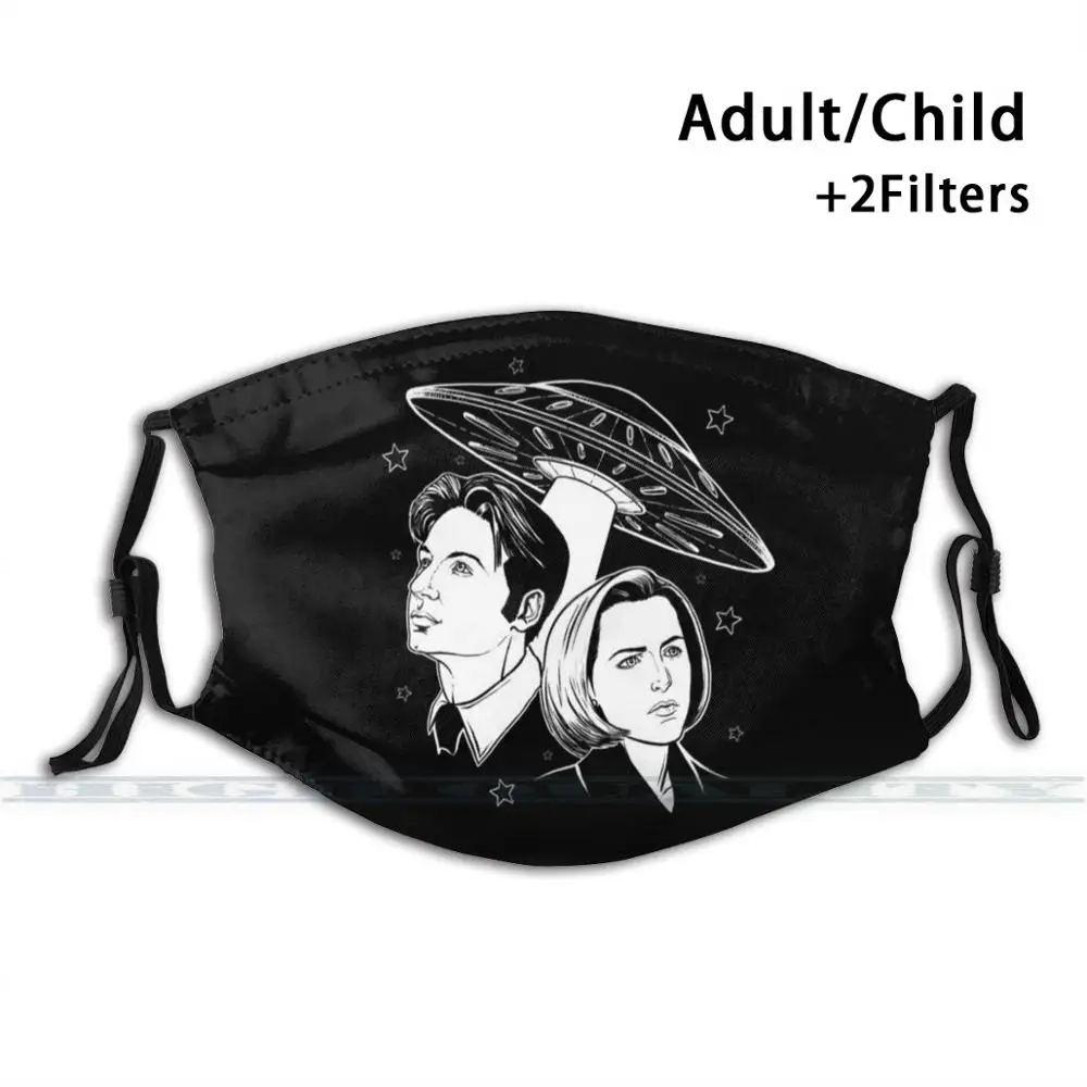 

X - Files Fashion Print Reusable Funny Pm2.5 Filter Mouth Face Mask X Files Mulder Scully Fox Mulder Dana Scully