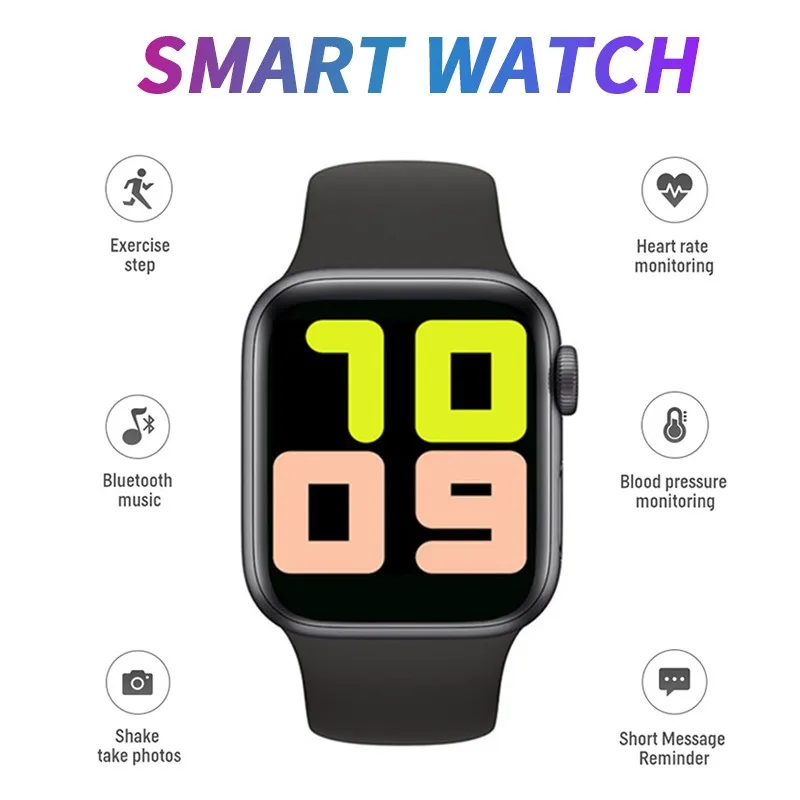 

T500 1.54 Inch Bluetooth Smart Watch Music Control Heart Rate Blood Pressure Health Monitoring Sport Bracelet (FitPro solution)