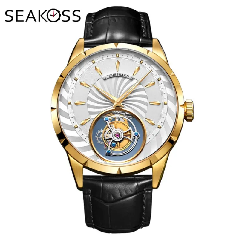 Модные деловые мужские оригинальные часы с турбийоном наручные