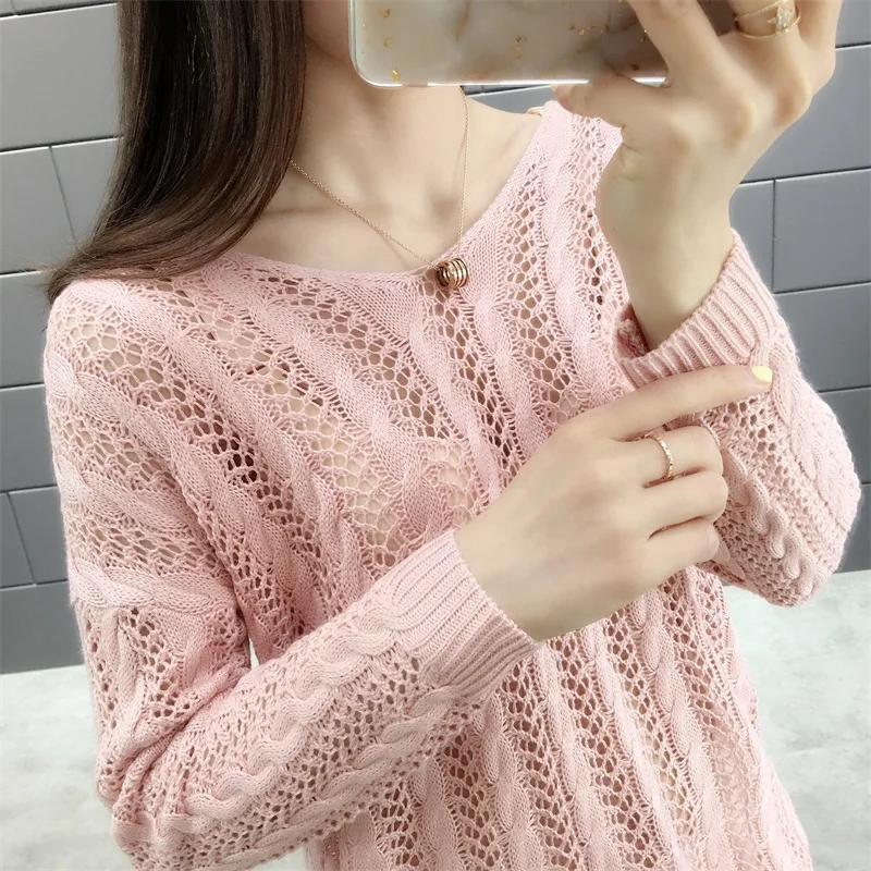 5039 (Zhongfang Xiaofang No. 2) New V-neck back lace hollow twist knitted sweater women's wear in spring and summer 36 | Женская