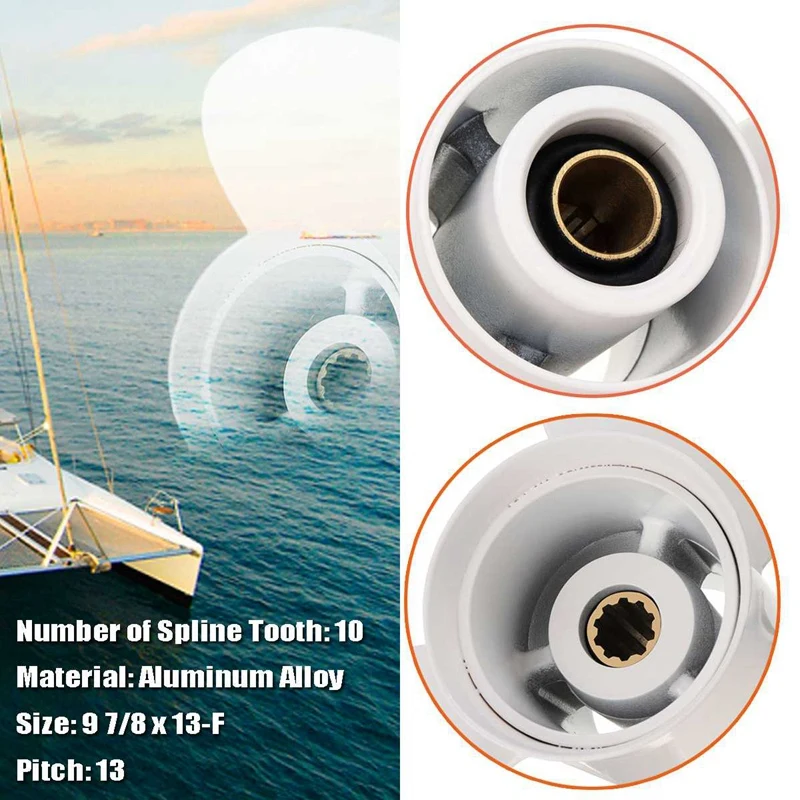 664-45949-02-El Marine Boat Outboard Propeller 9 7/8 X 13 For Yamaha 20-30Hp Right-Hand Rotation 3 Blades White | Автомобили и