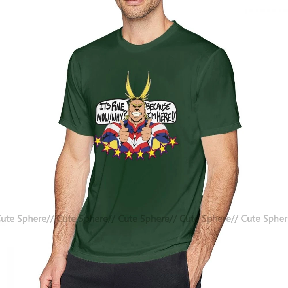 Футболка All Might, All Might Is Here, футболка с коротким рукавом для мужчин, футболка, забавная модная ХХХ хлопковая Футболка с принтом - Цвет: Dark Green