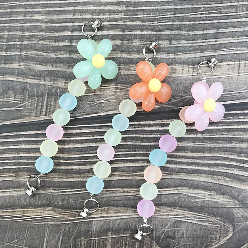 new flower bracelet diy jewelry accessories frosted beaded flower bracelet chain mobile phone case accessories free global shipping