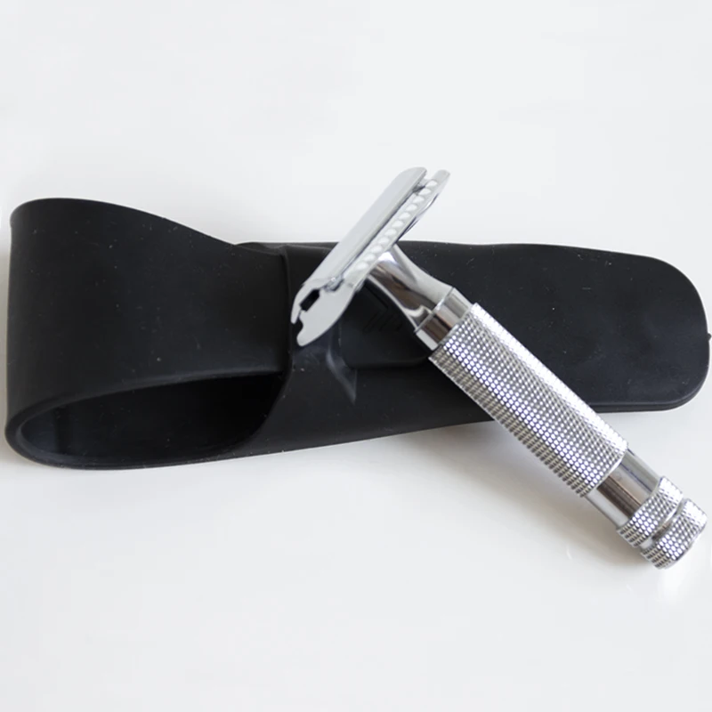 silica rubber sheath Нержавеющая Безопасная бритва Вращающаяся головка кремнезема резиновая оболочка/картонная упаковка подарок для мужчин - Цвет: silica rubber sheath