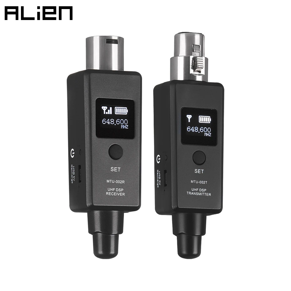 ALIEN UHF Microphone Wireless Transmitter Receiver System XLR Connection Built-in Rechargeable Battery for Dynamic Microphone
