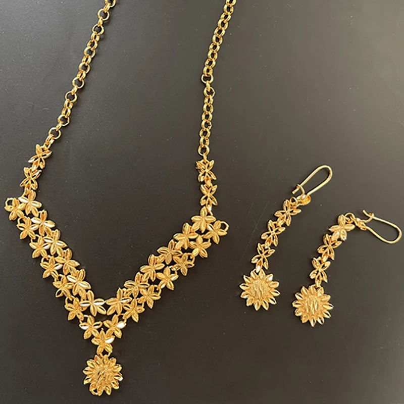Комплект ювелирных украшений золотого цвета в эфиопском стиле ожерелье/серьги