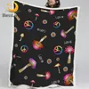 BlessLiving Mushrooms Throw Blanket 3D Print Peace Design Sherpa Blanket Watercolor Soft Plush Bedspreads Cozy Thin Quilt 1pc 1