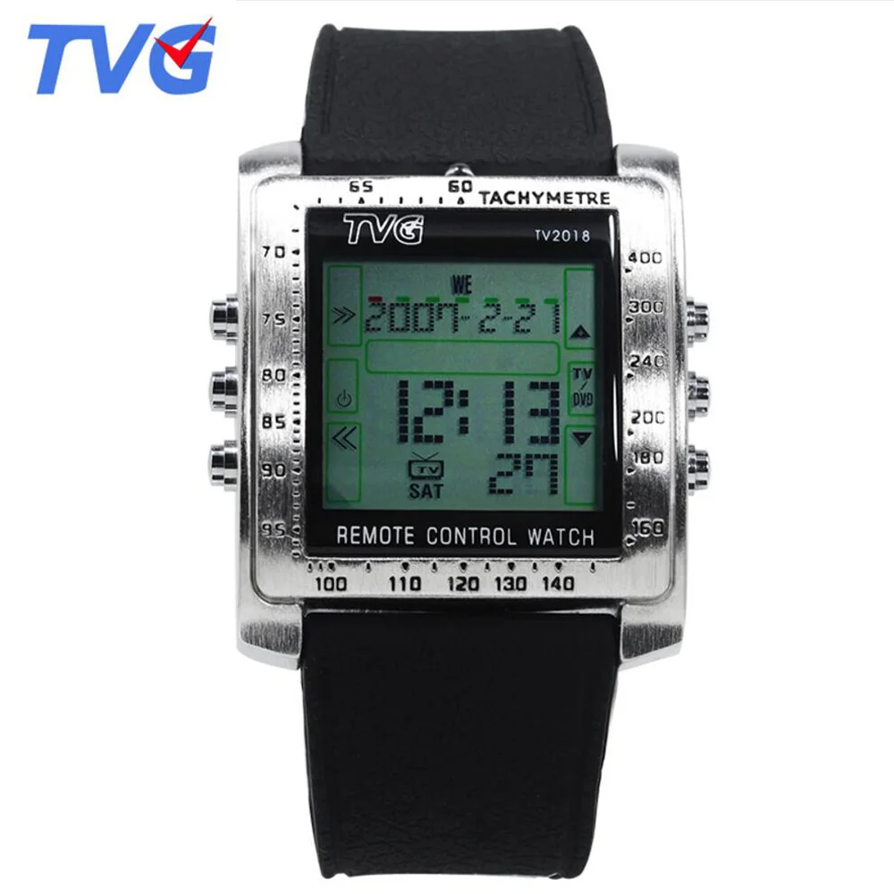 

TVG Mens Watches Men Led Digital Watches Rectangle Dial Rubber Sports Watches Men TV Remote Control Watch horloge man reloj