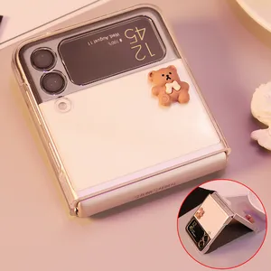 cute little bear phone case for samsung galaxy zflip3 phone fundas bumper flip3 5g f7110 for galaxy zflip hard shell cover free global shipping